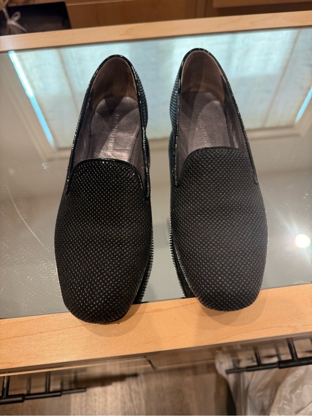 Donald J. Pliner Women's Black Textured Slip-On Loafers